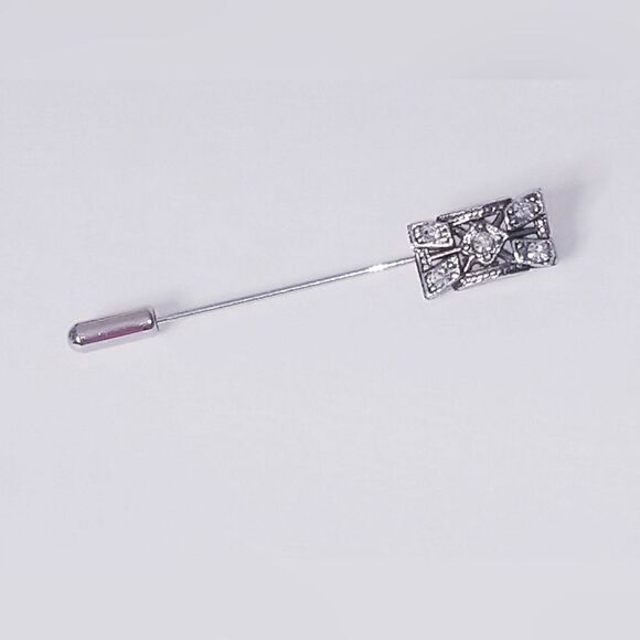 Art deco Silver diamond stick pin - Picture 1 of 11